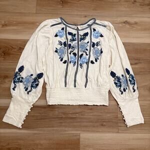 Free People Felicity Embroidered Top S